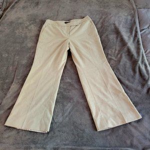 WHBM Flare Leg 8R Work Slacks Khaki Tan Silk Lining